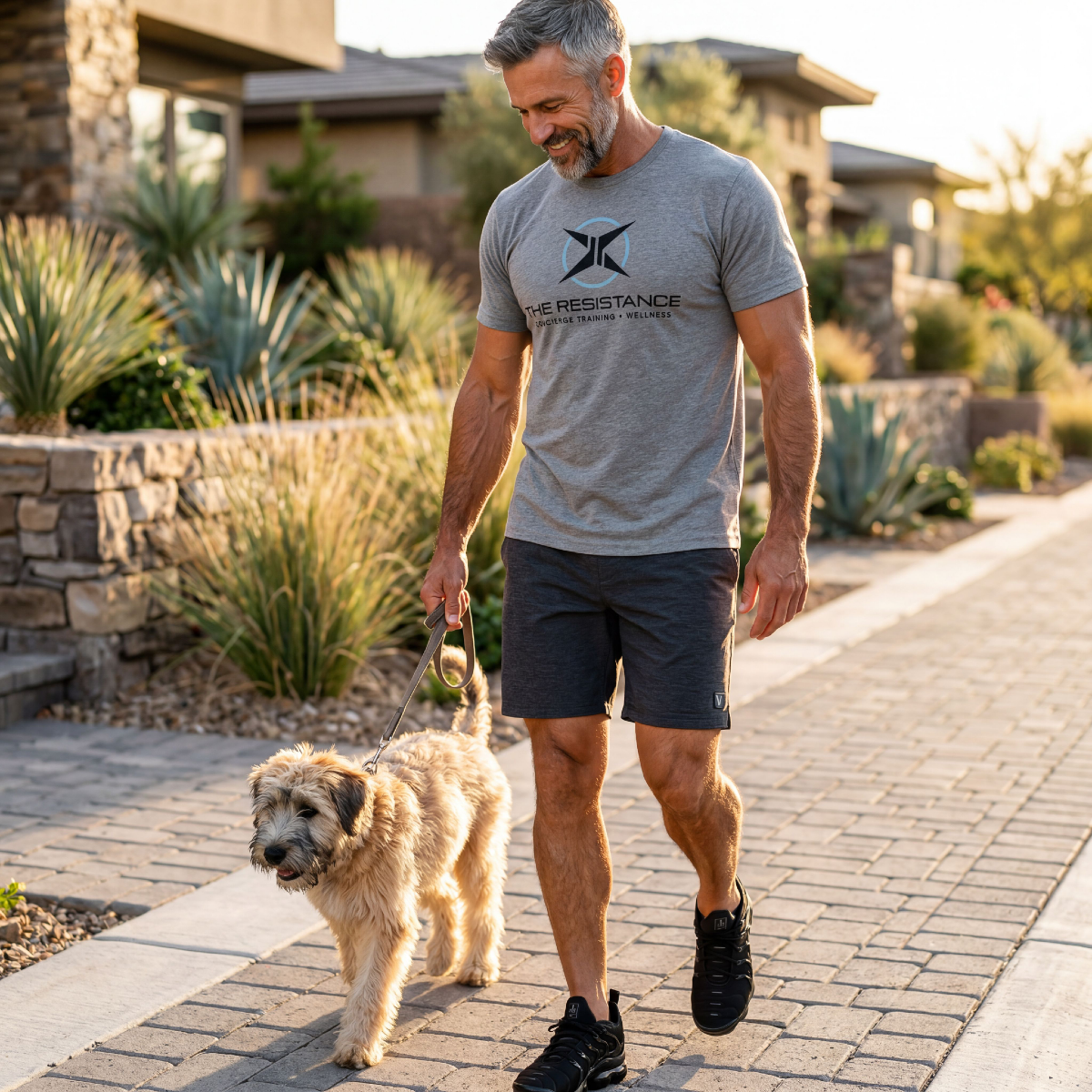 The Standard Issue EMS training t-shirt lifestyle shot in heather gray